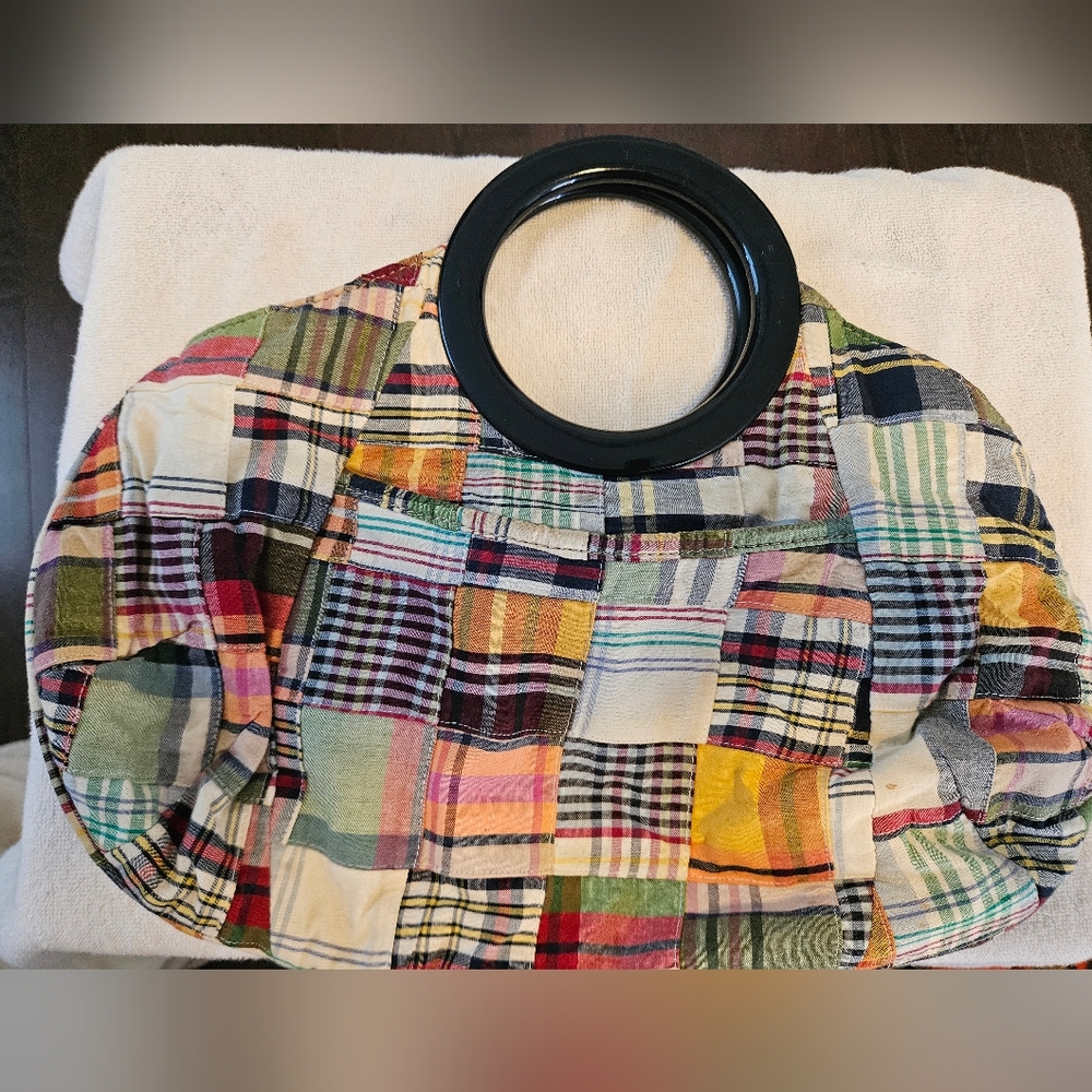 J.Crew Vintage 90s Patchwork Clutch with Black Handles